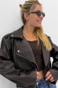 giubbotto effetto pelle biker